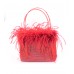 Handbags Wholesale - Red Beaded w/ Ostrich Feather Trim Evening Bag